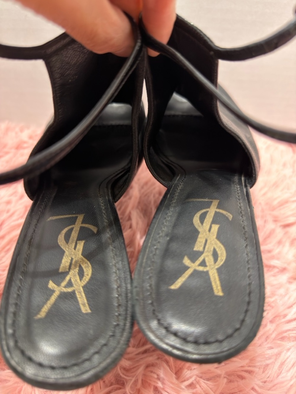 Yves Saint Laurent YSL FLORALE Leather Ankle Strap Platform Pumps Sz 6.5 GUC - Picture 11 of 11